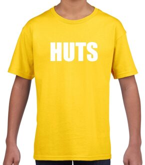 HUTS tekst t-shirt geel kids S (122-128)
