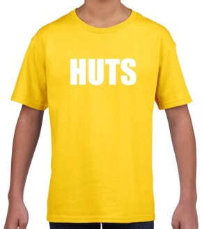 HUTS tekst t-shirt geel kids XL (158-164)