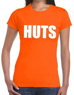 HUTS tekst t-shirt oranje dames - dames shirt HUTS - oranje kleding XS