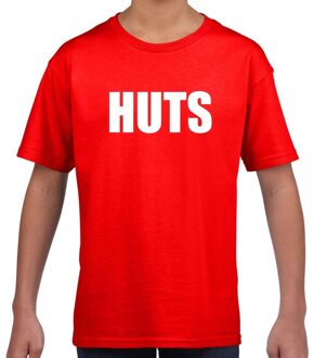 HUTS tekst t-shirt rood kids L (146-152)