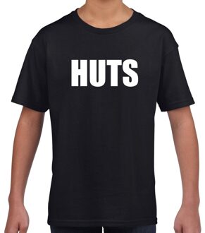 HUTS tekst t-shirt zwart kids L (146-152)