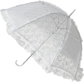 Huwelijk/trouwdag parasol - kant - wit - zonbescherming - dia 60 cm