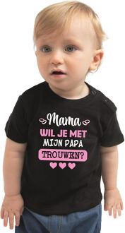 huwelijksaanzoek baby t-shirt - Mama/Papa - zwart - bruiloft/trouwen 62 (1-3 maanden)