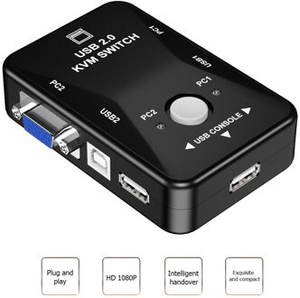 HW1701 2 Port Usb Hdmi-Compatibel Handmatige Kvm Switcher 2 In 1 Out 4K 1080P Vga Splitter box Voor Delen Toetsenbord Muis Monitor
