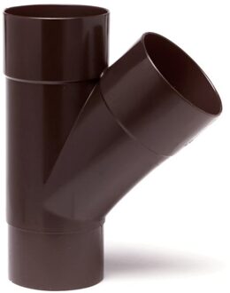 HWA T-stuk 45°, pvc, 2x inwendig lijm, 1x verjongd spie, bruin