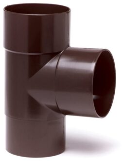 HWA T-stuk 87°, pvc, 2x inwendig lijm, 1x verjongd spie, bruin