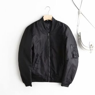 Hwlzltzht Winter Vrouwen Baseball Jassen Casual Basic Jas Rits Losse Bomberjack Vrouwelijke Uitloper Tops Chaqueta Mujer zwart / L