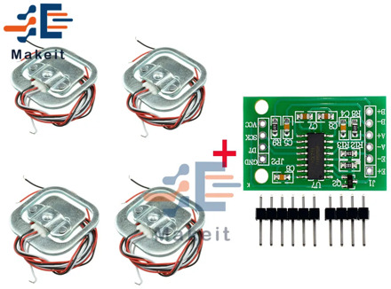 HX711 Dual-Channel AD Module Body Load Cell Weighing Sensor Pressure Sensors + 4Pcs 50kg Human Scale Load Cell Weight Sensors