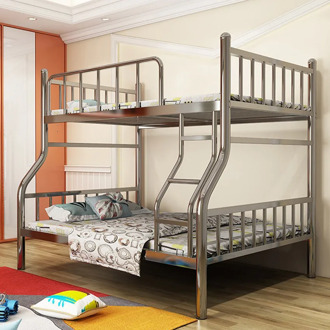 HXC004 Bunk Bed 120/150x214x185CM Home Bedroom Dormitory Loft High Double Stainless Steel Teenage Adult Twin Bed With Guardrail