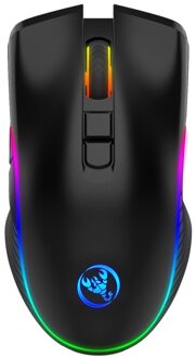 Hxsj 2.4G Draadloze Muis TYPE-C Oplaadbare Interface Zeven-Knop Gaming Muis Rgb Glow