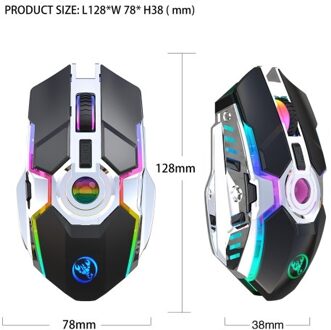 HXSJ T30 Wireless Mouse 2.4G USB Receiver with 5 Backlit RGB Mode Mechanical Gaming Mouse for PC Computer Notebook Rechargeable Battery 2400DPI Adjustable Level