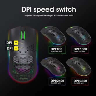 HXSJ T66 RGB 2.4G Wireless Gaming Mouse RGB Lighting Charging Mouse with Adjustable DPI Ergonomic Design for Desktop Laptop Black