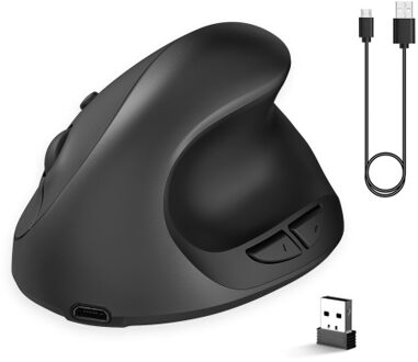HXSJ X10 2.4G Wireless Vertical Mouse Ergonomic Mice 3-gear Adjustable DPI Built-in 600mAh Rechargeable Lithium Battery Black