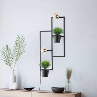 Hyacinth wandlamp met 2 bloempotten zwart