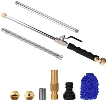 Hydro Jet Wasmachine Hoge Druk Vermogen Washer 38Inch Wand Water Slang Met Mondstuk Voor Auto Huisdier Window Cleaning Tool zwart