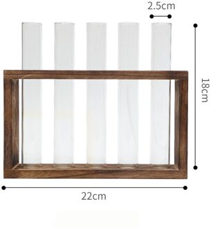 Hydrocultuur Planten Container Met Houten Frame Clear Glazen Reageerbuis Vaas Voor Thuis Tafelblad Vaas Decoratie