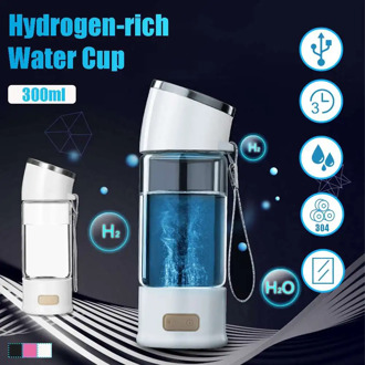 Hydrogen Rich Water Glass Cup 300ml USB Rechargeble Alkaline Ionizer Maker Generator Antioxidants Hydrogen Rich Water Bottle