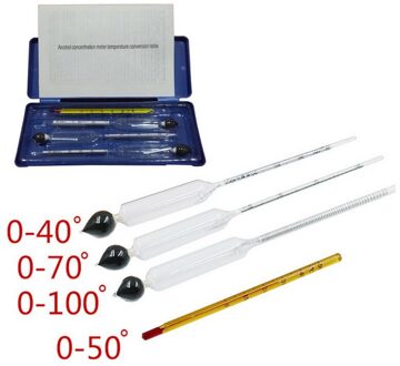 Hydrometer Alcoholmeter Tester Set Met Thermometer En Opslag Case Verpakt In Een Houten Doos/Blauw Plastic Doos