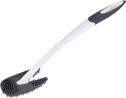 Hygienische wc-borstel/toiletborstel - grijs/wit - 40 cm - rubber/silicone