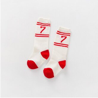 Hylidge Kinderen Kids Lange Sokken Studenten Casual Sport Sokken Meisje Jongen Knie Sokken Knappe Digitale Katoenen Sokken 0-6 jaar Kind rood / S (0-2 years)