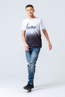 Hype Junior Mono Fade T-shirt voor jongens in wit zwart - maat Zwart en zilver