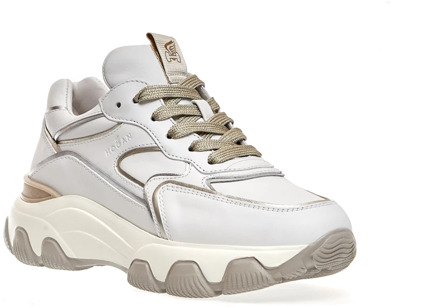 Hyperactive Wit en Platina Leren Sneakers - 36 Hogan , White , Dames - 38 1/2 Eu,38 EU