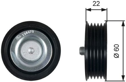 Hyundai Geleide rol/omdraairol v-snaren T36473