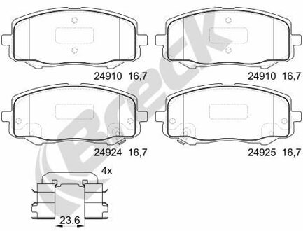 Hyundai Remblokkenset, schijfrem 249100070200