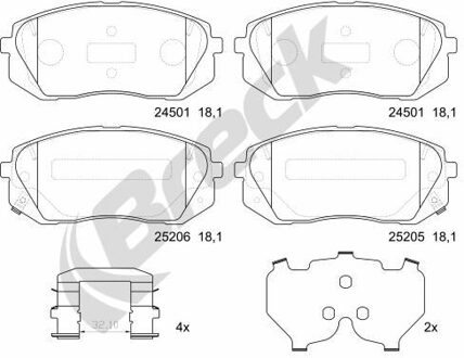 Hyundai Remblokkenset, schijfrem 252050070110
