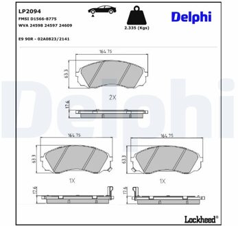 Hyundai Remblokkenset, schijfrem LP2094