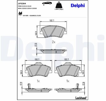 Hyundai Remblokkenset, schijfrem LP3264