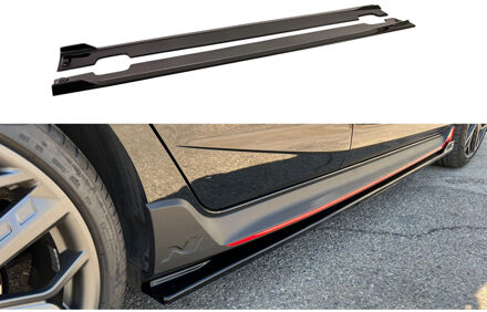 Hyundai Set sideskirts passend voor Hyundai i20 III N / N-Line 2020- (ABS Glanzend zwart) DXSHY02