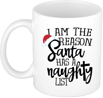 I am the reason Santa has a naughty list cadeau mok/beker Kerstmis 300 ml - Bekers Wit