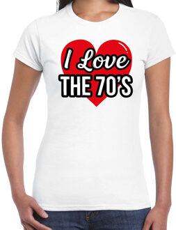 I love 70s verkleed t-shirt wit voor dames - 70s party verkleed outfit 2XL