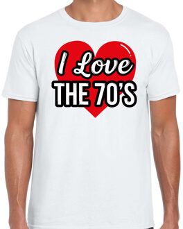 I love 70s verkleed t-shirt wit voor heren - 70s party verkleed outfit XL
