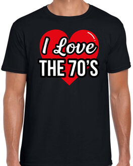 I love 70s verkleed t-shirt zwart voor heren - 70s party verkleed outfit 2XL