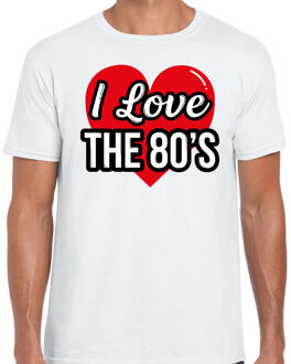 I love 80s verkleed t-shirt wit voor heren - 80s party verkleed outfit S