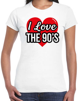 I love 90s verkleed t-shirt wit voor dames - 90s party verkleed outfit XS