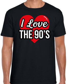 I love 90s verkleed t-shirt zwart voor heren - 90s party verkleed outfit M