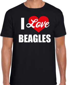 I love Beagles honden t-shirt zwart voor heren XL