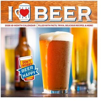 I Love Beer 2026 12 X 24 Inch (Hanging) Monthly Square Wall Calendar Plastic-Free - Browntrout