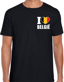 I love Belgie landen shirt zwart voor heren - borst bedrukking L