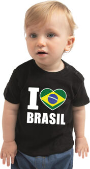 I love Brasil / Brazilie landen shirtje zwart voor babys 74 (5-9 maanden)