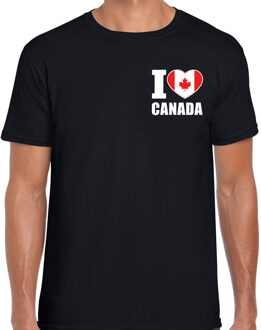 I love Canada landen shirt zwart voor heren - borst bedrukking L