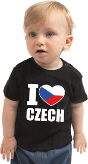 I love Czech / Tsjechie landen shirtje zwart voor babys 62 (1-3 maanden)