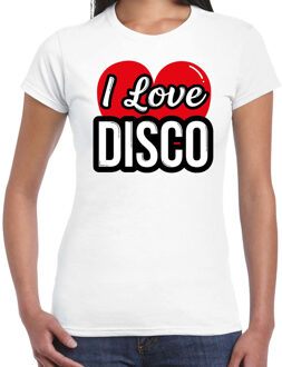 I love disco verkleed t-shirt wit voor dames - Disco party verkleed outfit M