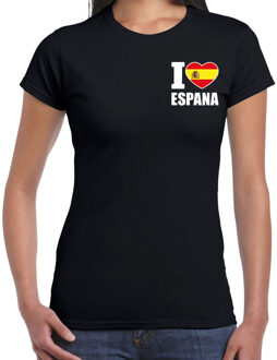I love Espana / Spanje landen shirt zwart voor dames - borst bedrukking XS