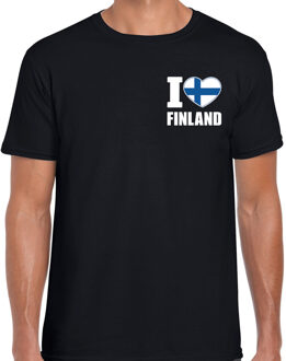 I love Finland landen shirt zwart voor heren - borst bedrukking XL