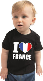 I love France / Frankrijk landen shirtje zwart voor babys 74 (5-9 maanden)
