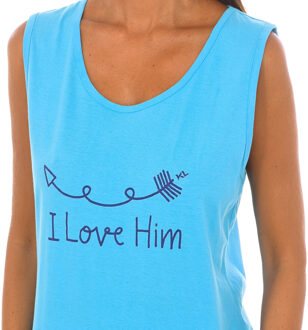 I Love Him mouwloze pyjama KL45201 vrouwen Blauw